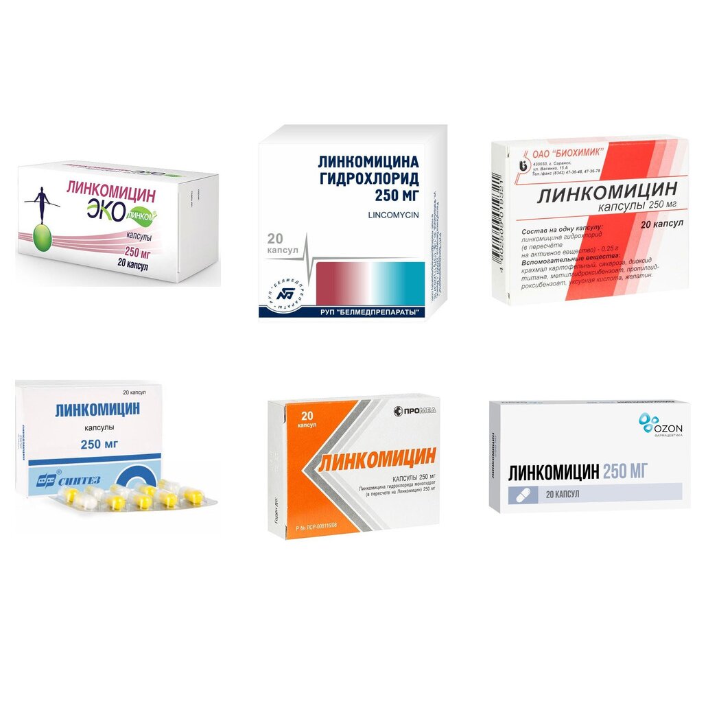 Линкомицин капсулы 250 мг 20 шт. (любой производитель)