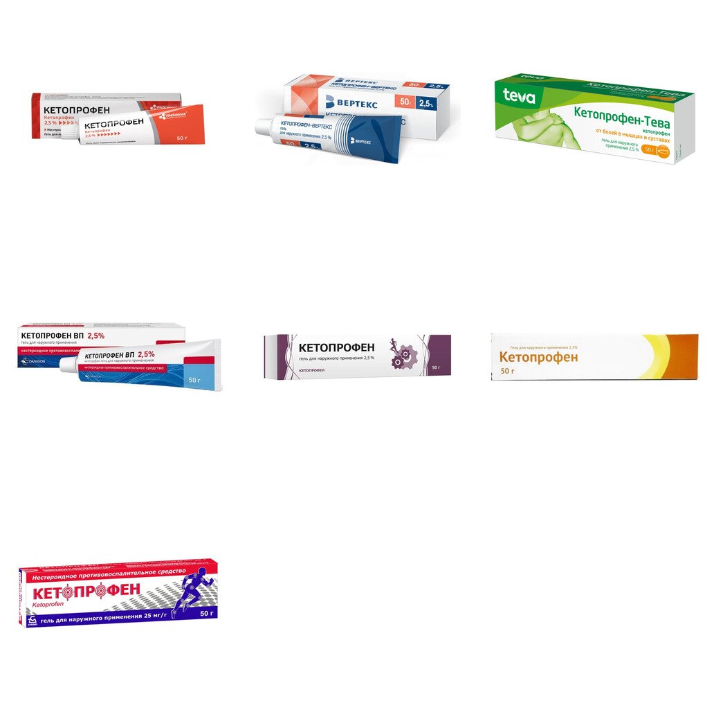 Кетопрофен гель 2,5% 50 г (любой производитель)