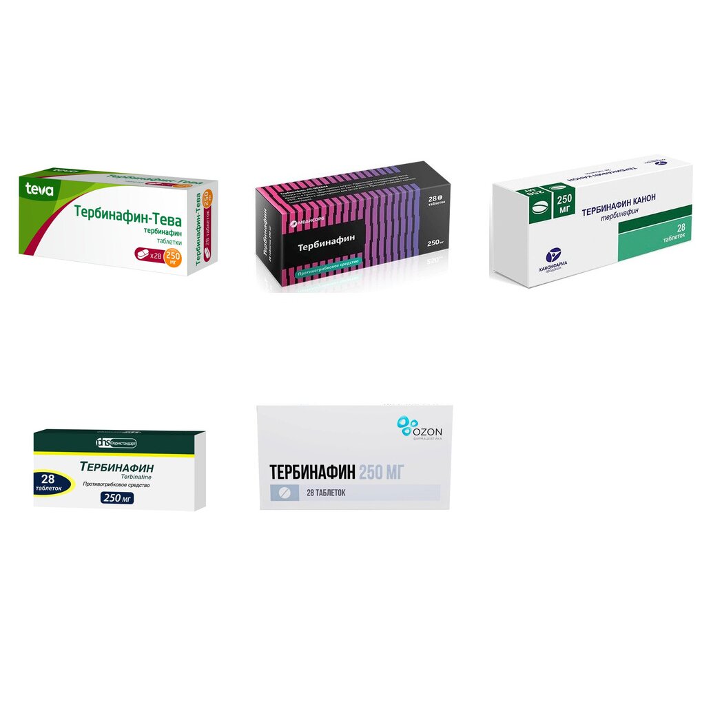 Тербинафин таблетки 250 мг 28 шт. (любой производитель)
