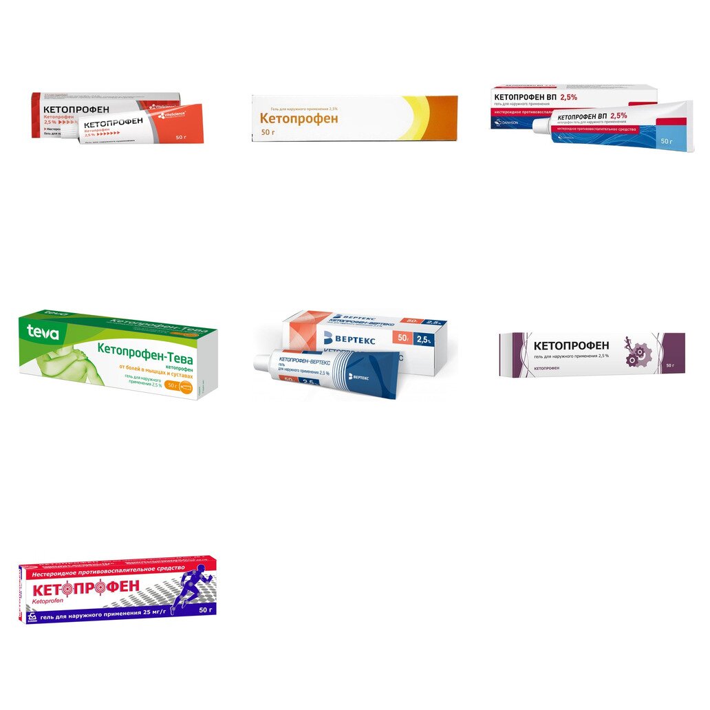 Кетопрофен гель 2,5% 50 г (любой производитель)