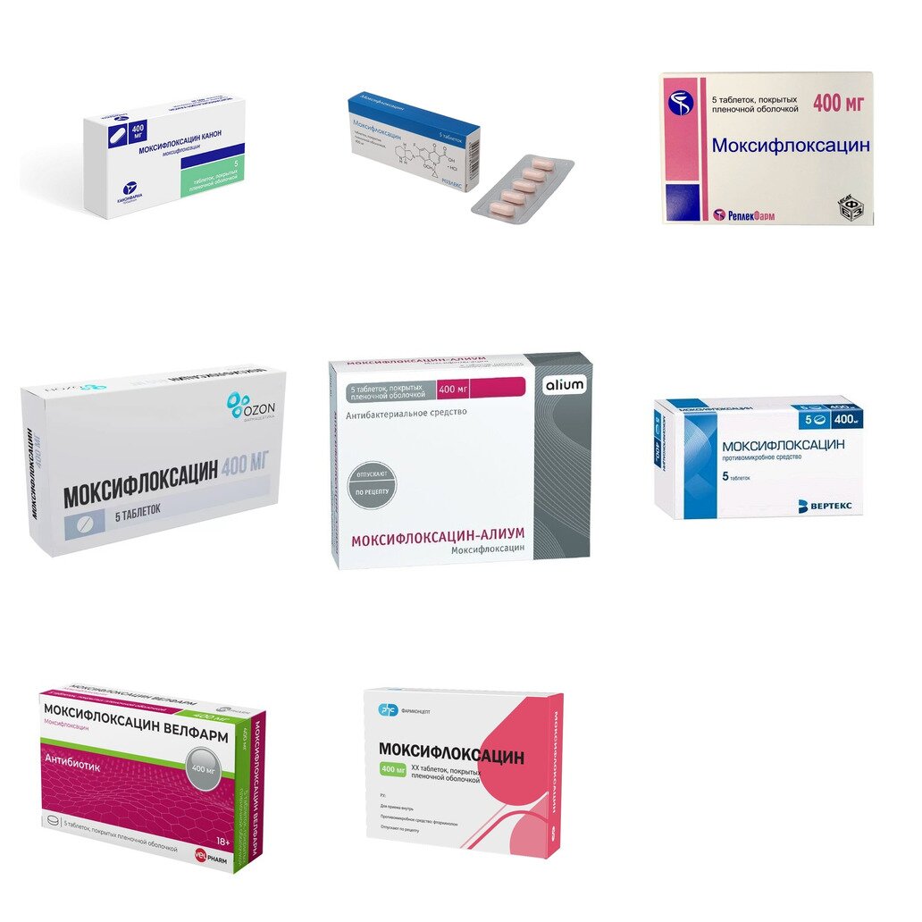 Моксифлоксацин таблетки 400 мг 5 шт. (любой производитель)