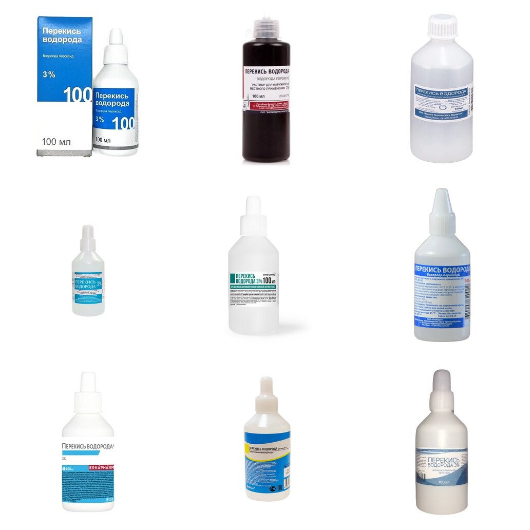 Перекись водорода раствор для местного и наружного применения 3% 100 мл (любой производитель)
