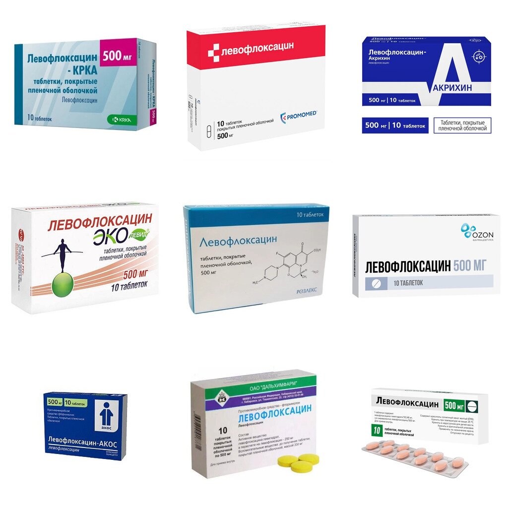 Левофлоксацин таблетки 500 мг 10 шт. (любой производитель)