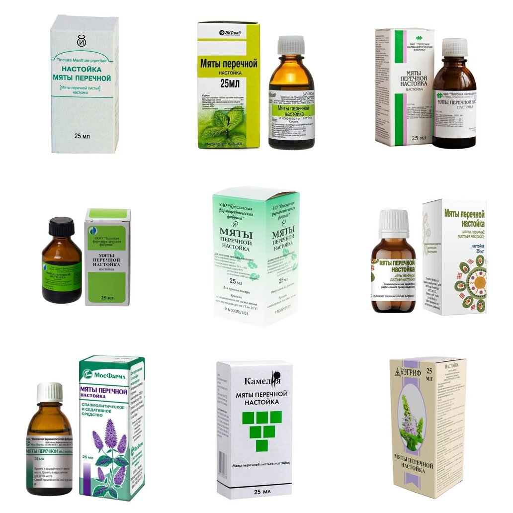 Мяты перечной настойка 25 мл (любой производитель)