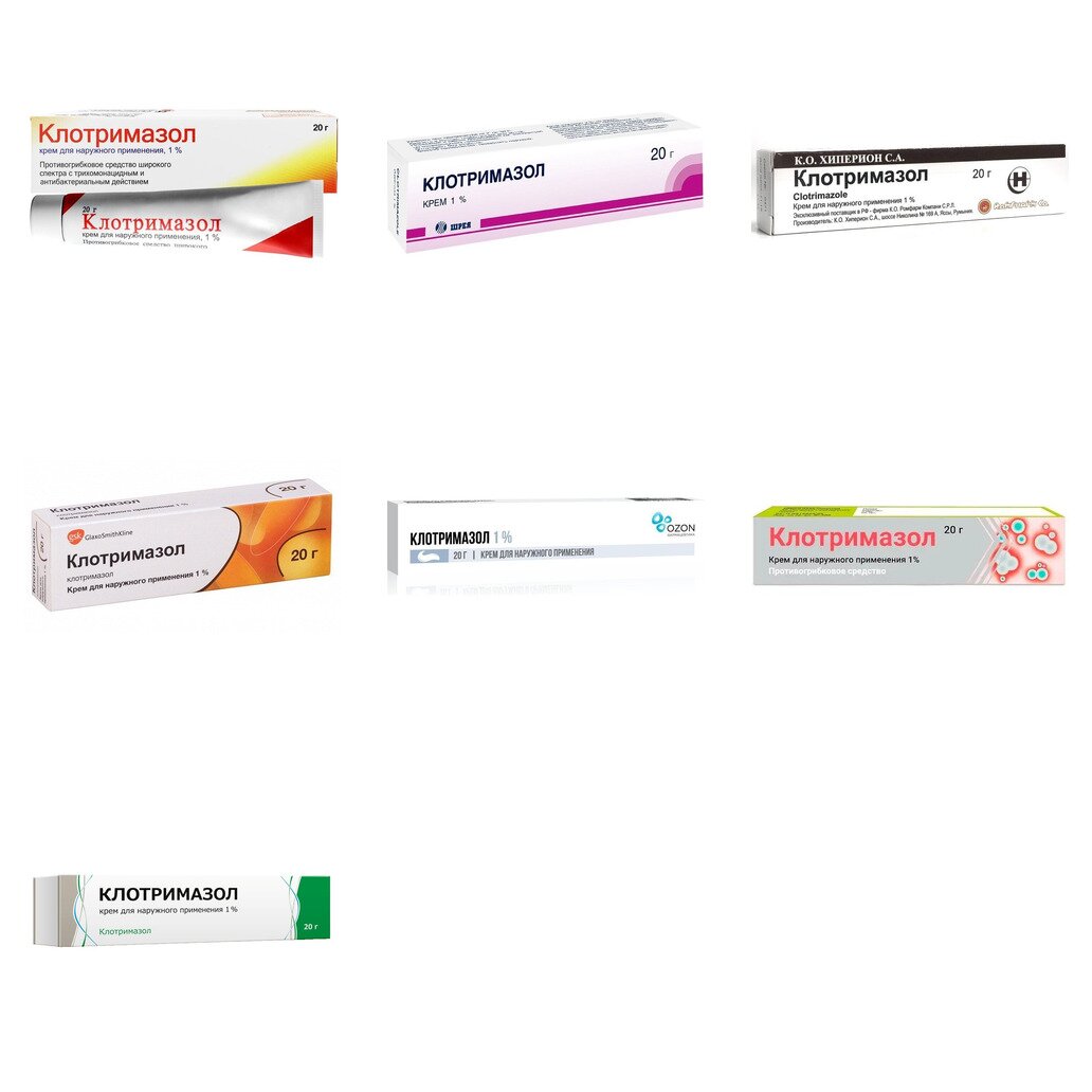 Клотримазол крем для наружного применения 1% 20 г (любой производитель)
