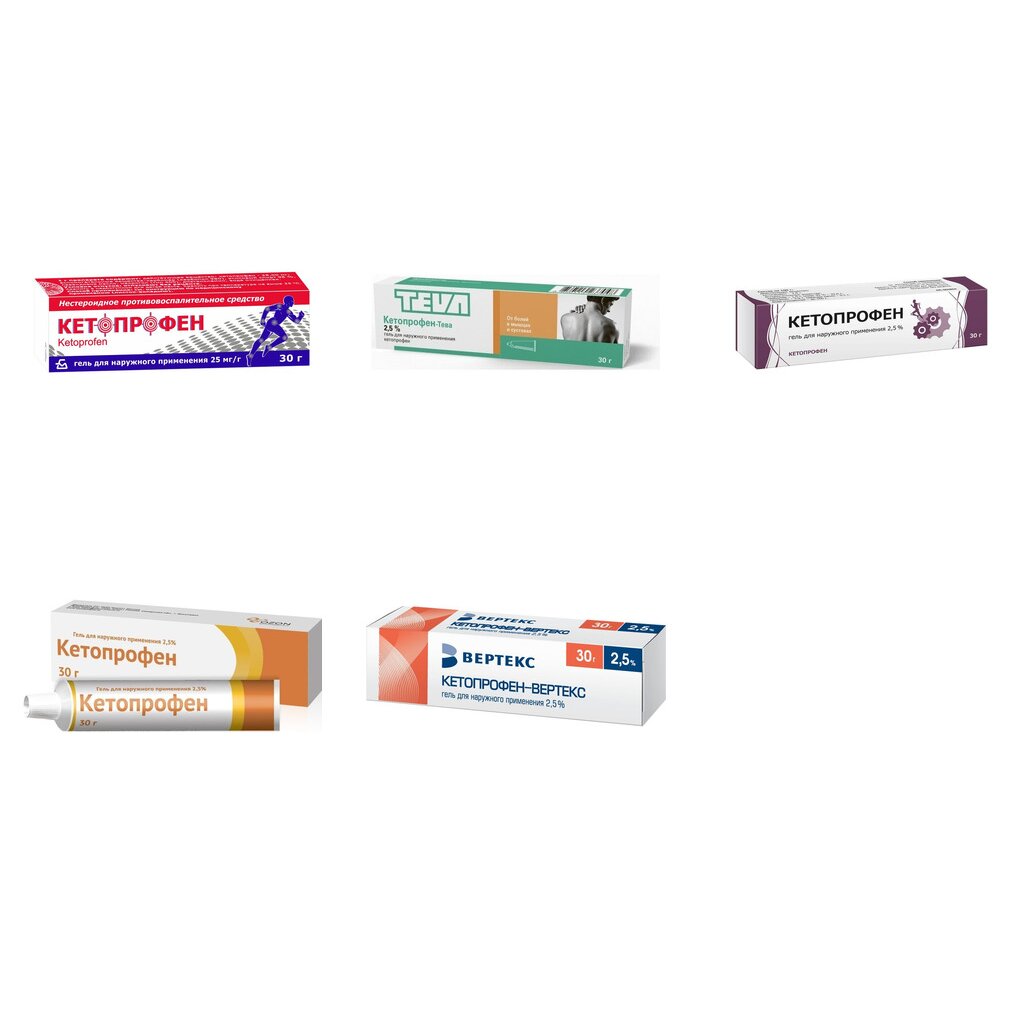 Кетопрофен гель 2,5% 30 г (любой производитель)
