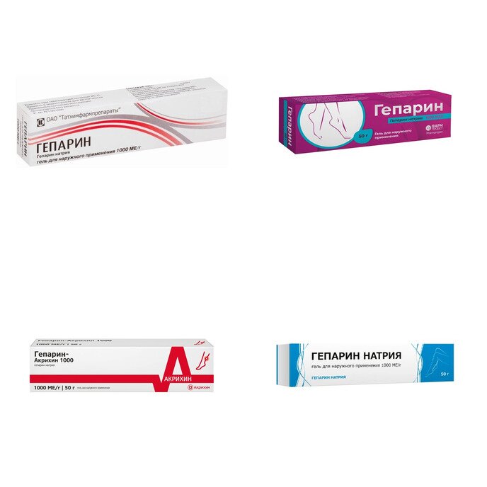 Гепарин гель для наружного применения 1000 МЕ/г 50 г (любой производитель)