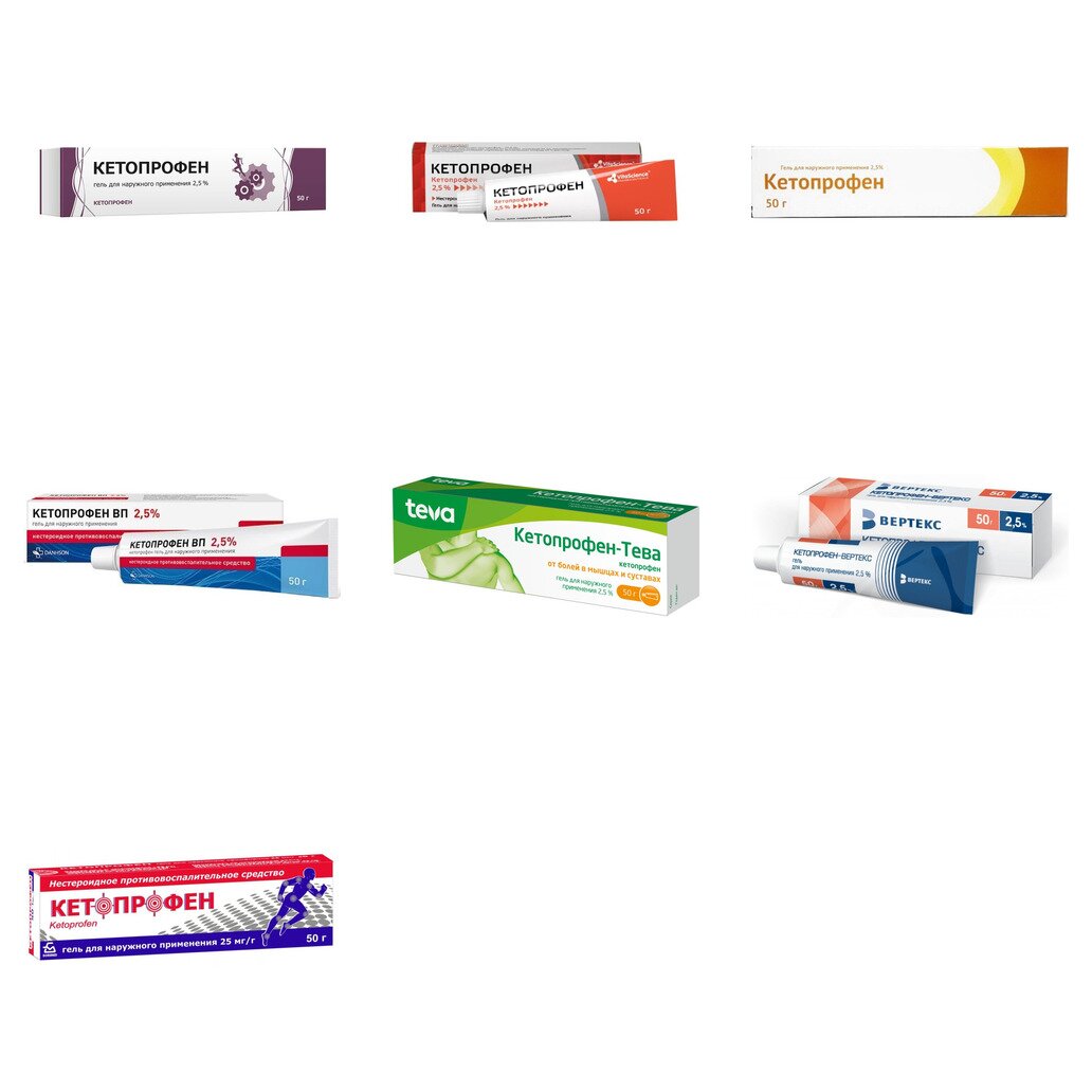 Кетопрофен гель 2,5% 50 г (любой производитель)