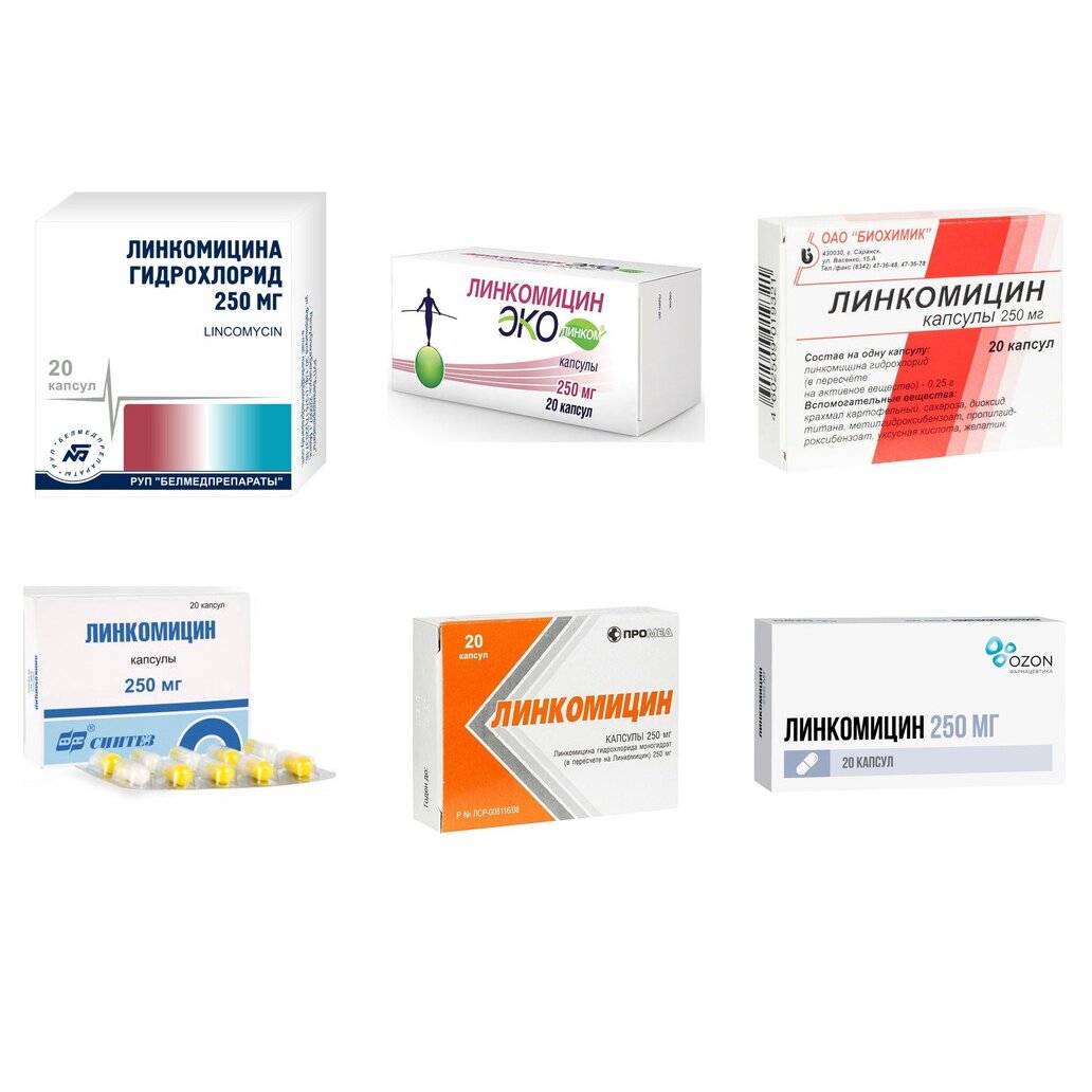 Линкомицин капсулы 250 мг 20 шт. (любой производитель)