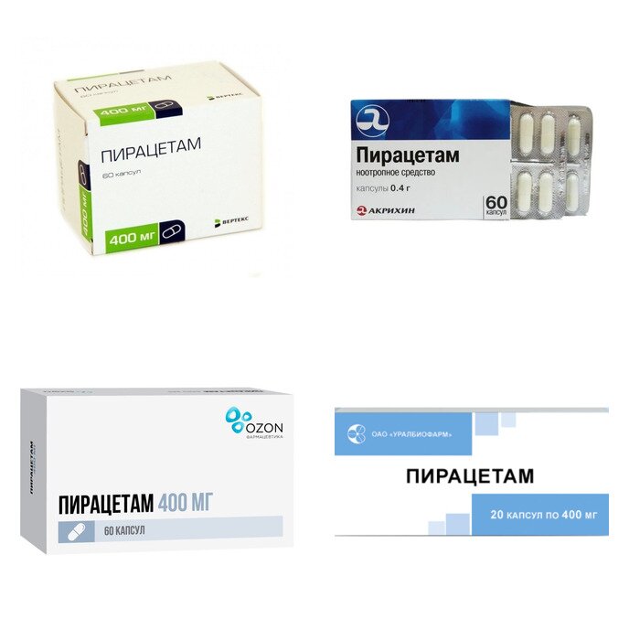 Пирацетам капсулы 400 мг 60 шт. (любой производитель)