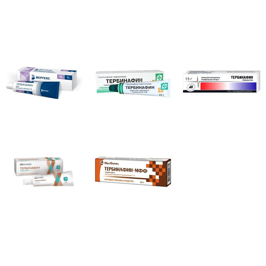 Тербинафин крем 1% 15 г (любой производитель)