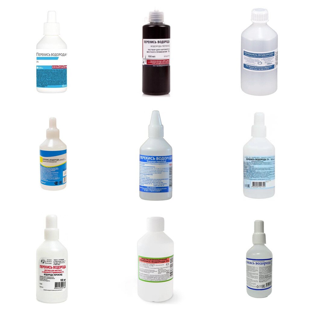 Перекись водорода раствор для местного и наружного применения 3% 100 мл (любой производитель)