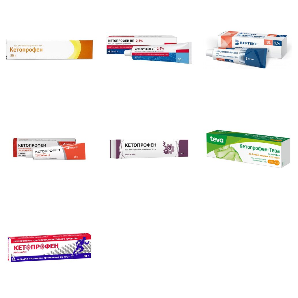 Кетопрофен гель 2,5% 50 г (любой производитель)