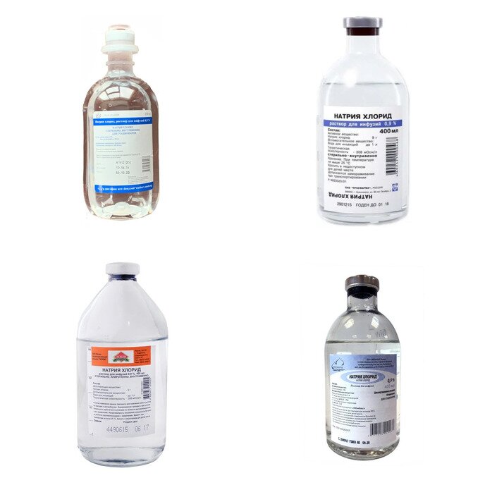 Натрия хлорид раствор для инфузий 0,9% 400 мл флакон стеклянный 1 шт. (любой производитель)