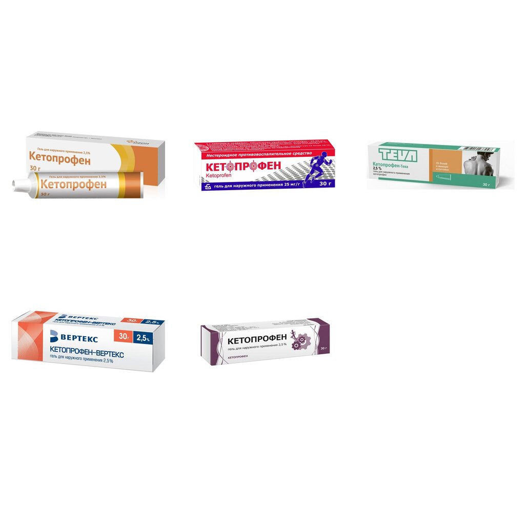 Кетопрофен гель 2,5% 30 г (любой производитель)