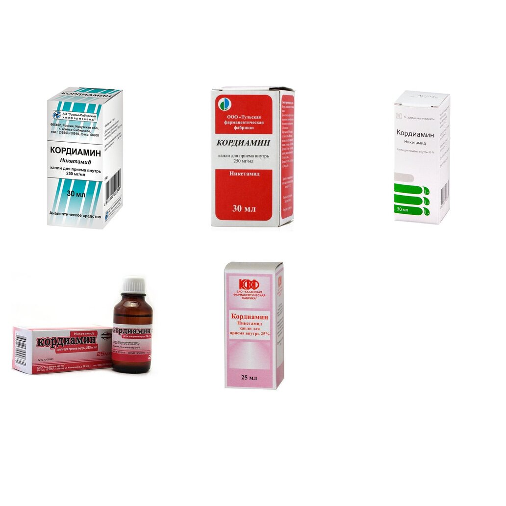 Кордиамин капли для приема внутрь 250 мг/мл 30 мл (любой производитель)