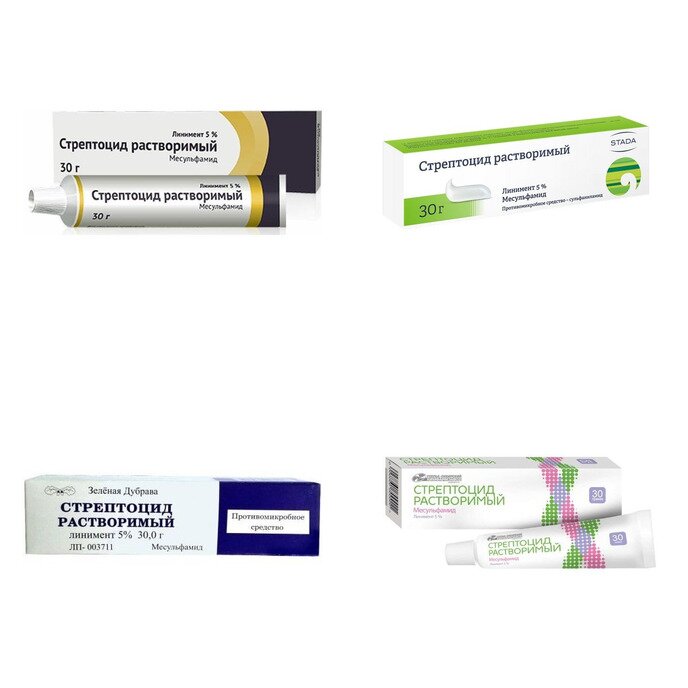 Стрептоцид растворимый линимент 5 % 30 г (любой производитель)