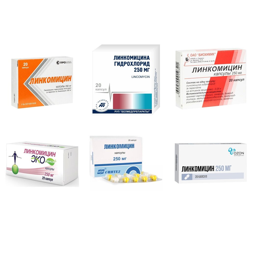 Линкомицин капсулы 250 мг 20 шт. (любой производитель)