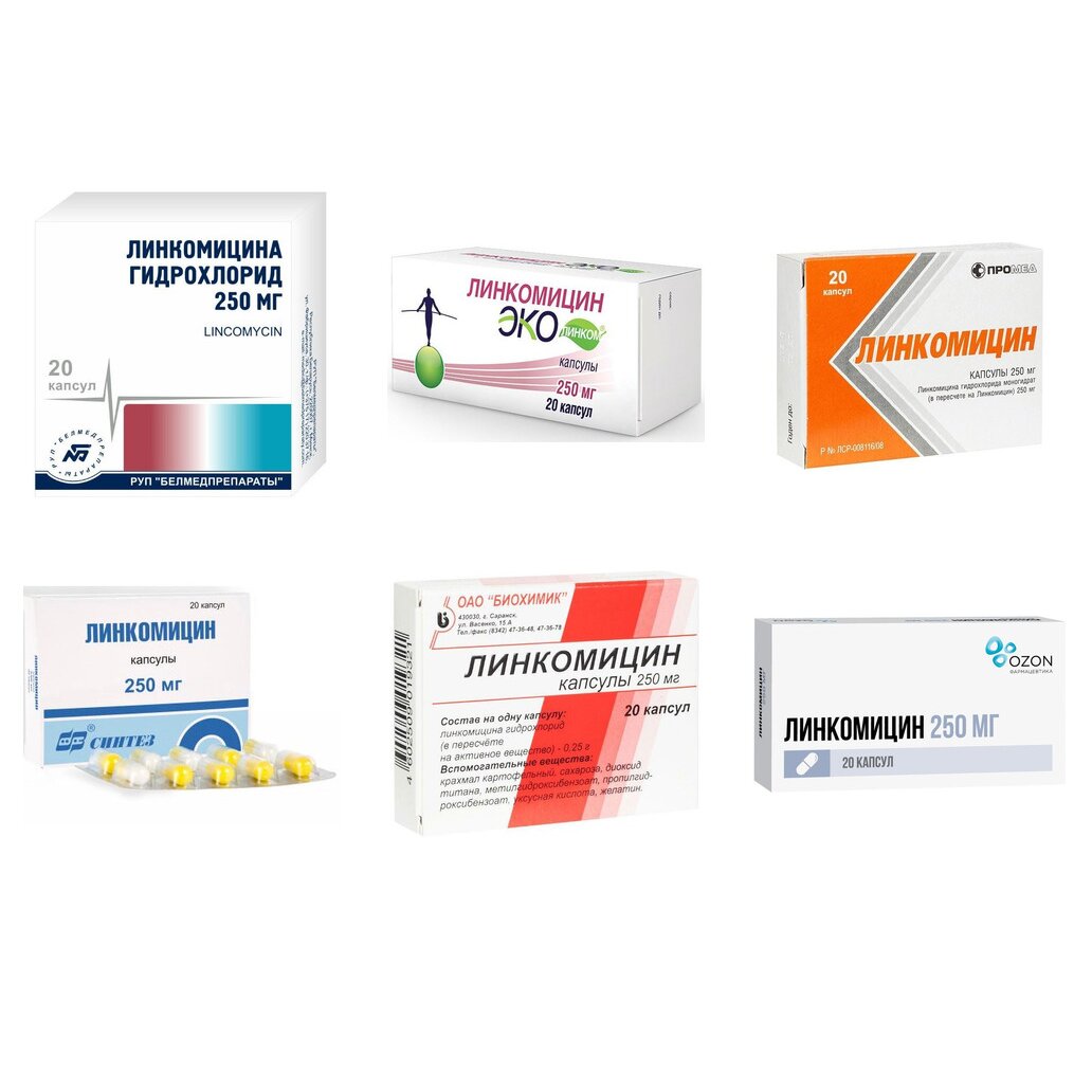 Линкомицин капсулы 250 мг 20 шт. (любой производитель)