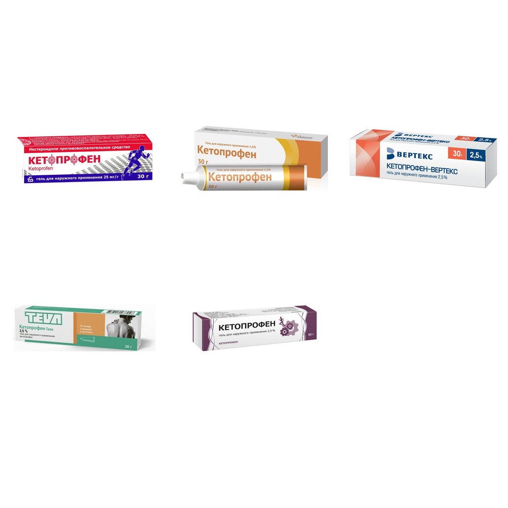 Кетопрофен гель 2,5% 30 г (любой производитель)