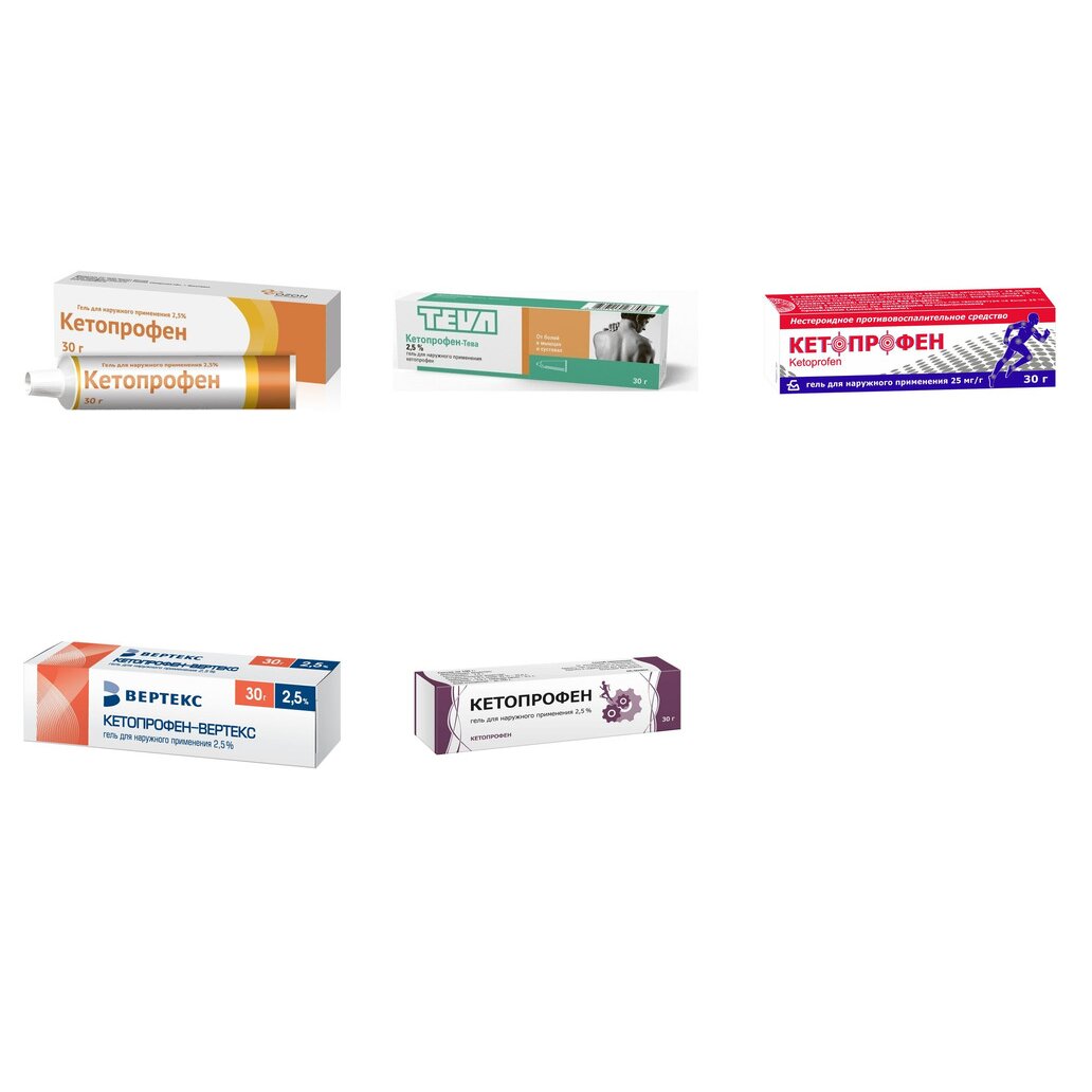 Кетопрофен гель 2,5% 30 г (любой производитель)