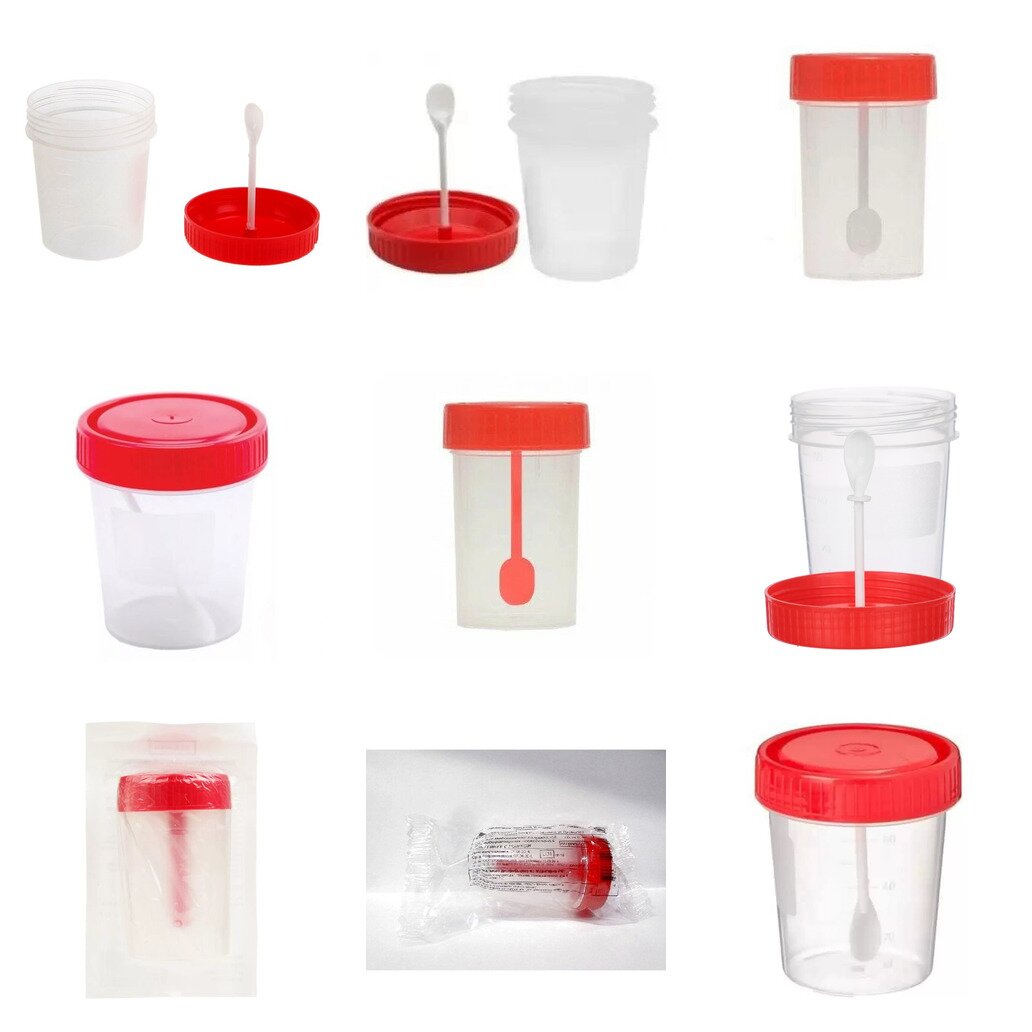 Контейнер для биоматериалов стерильный с ложкой 60 мл (любой производитель)