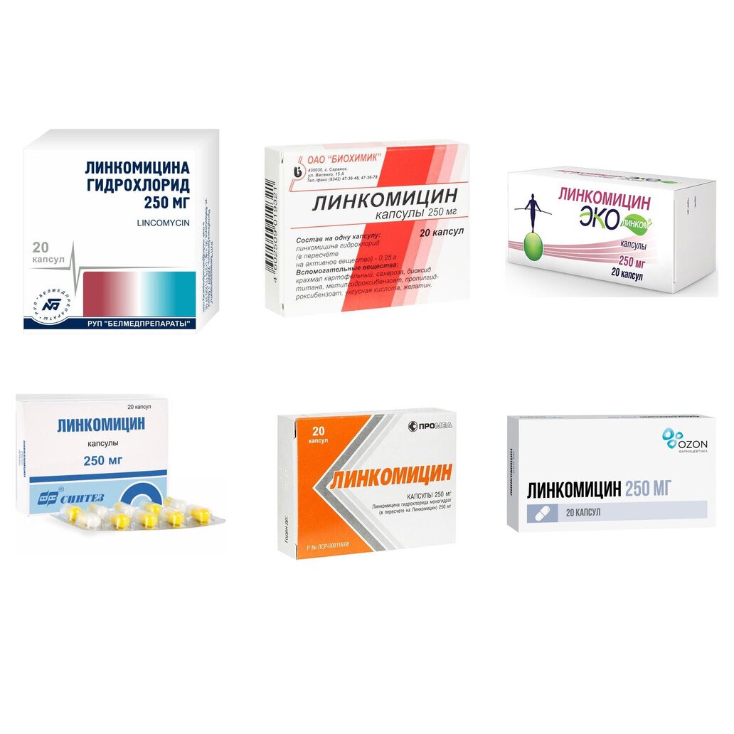Линкомицин капсулы 250 мг 20 шт. (любой производитель)
