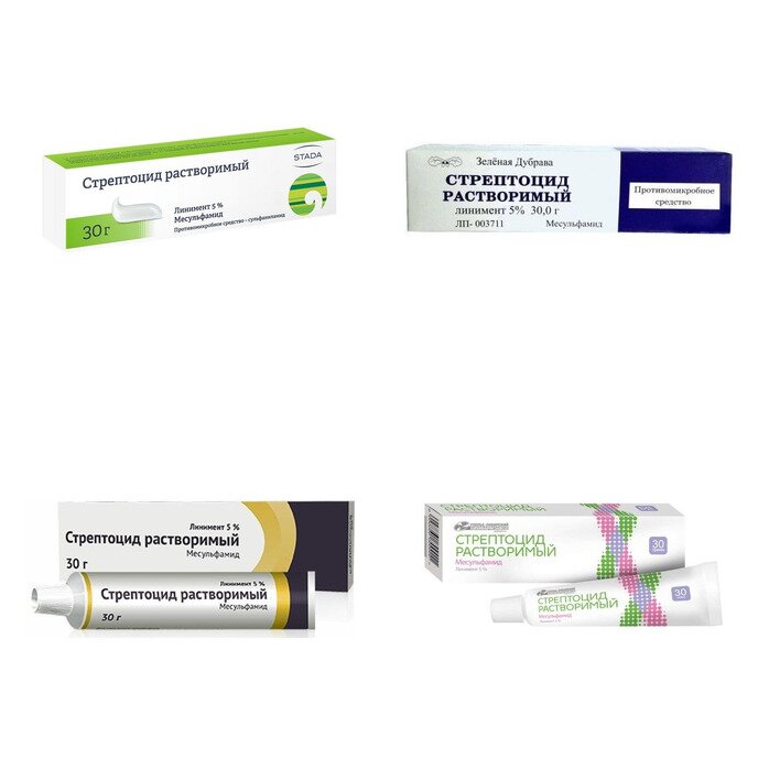 Стрептоцид растворимый линимент 5% 30 г (любой производитель)