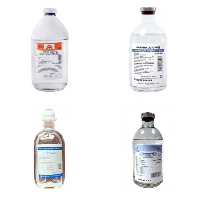 Натрия хлорид раствор для инфузий 0,9% 400 мл флакон стеклянный 1 шт. (любой производитель)