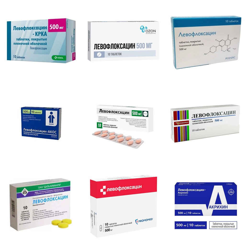 Левофлоксацин таблетки 500 мг 10 шт. (любой производитель)