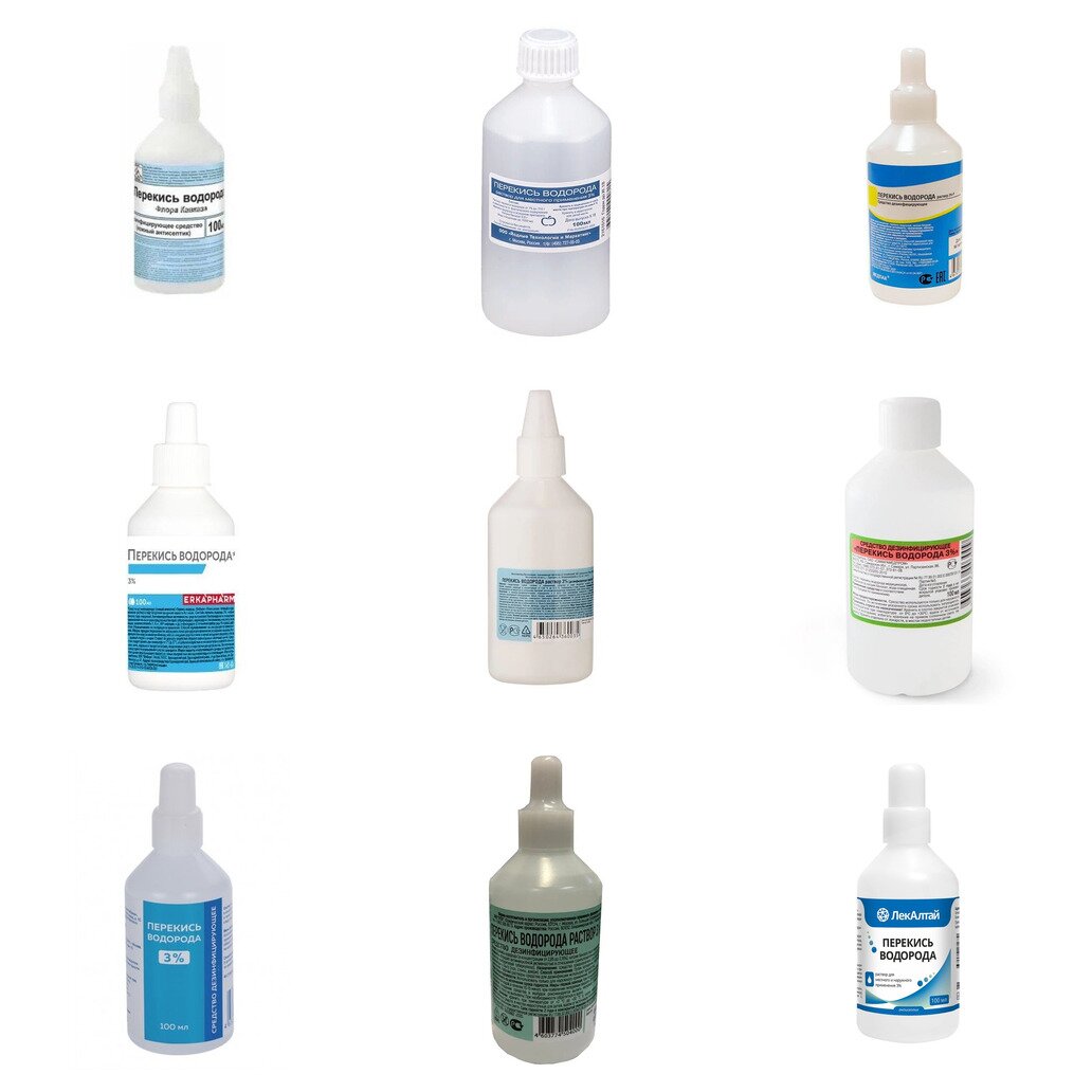 Перекись водорода раствор для местного и наружного применения 3% 100 мл (любой производитель)