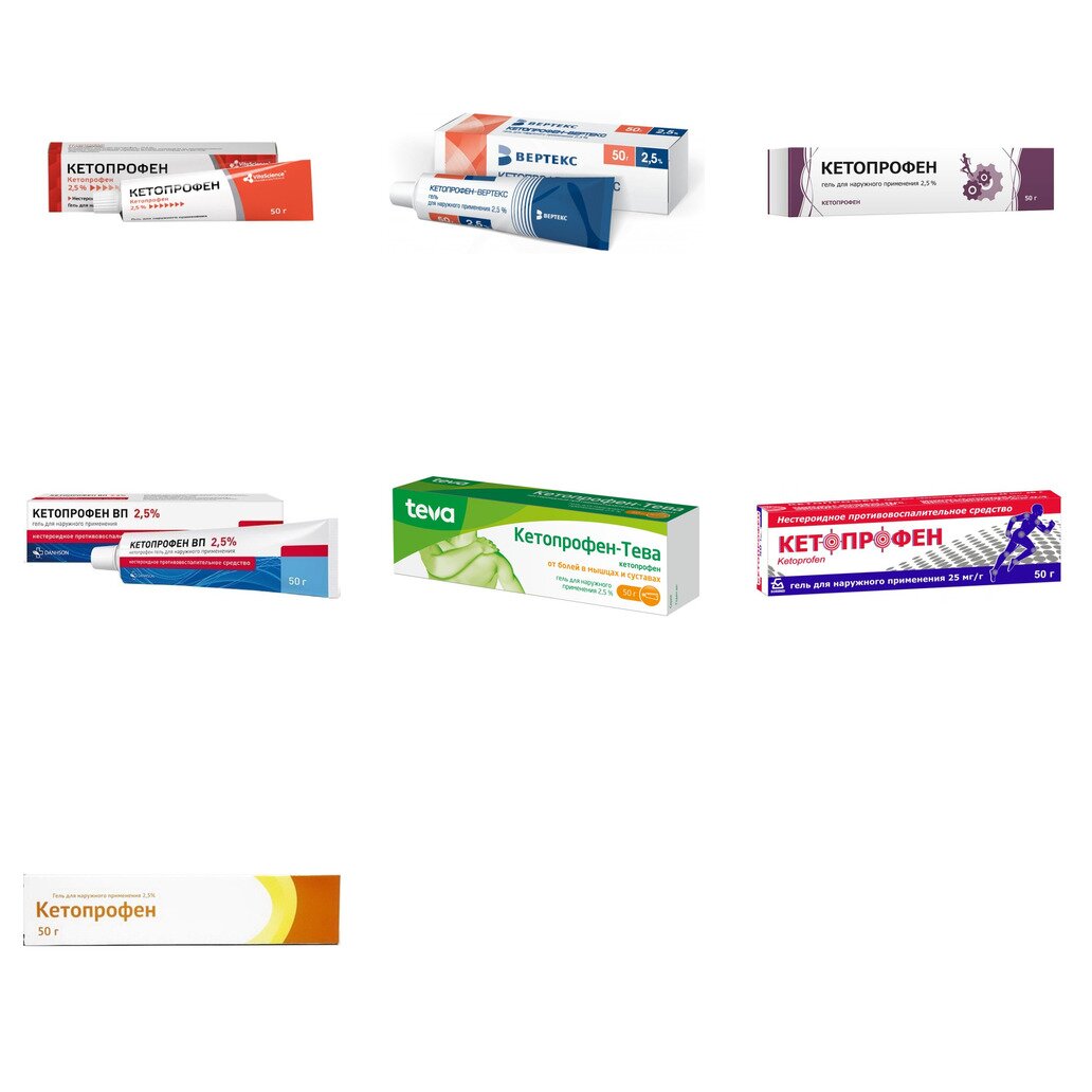 Кетопрофен гель 2,5% 50 г (любой производитель)