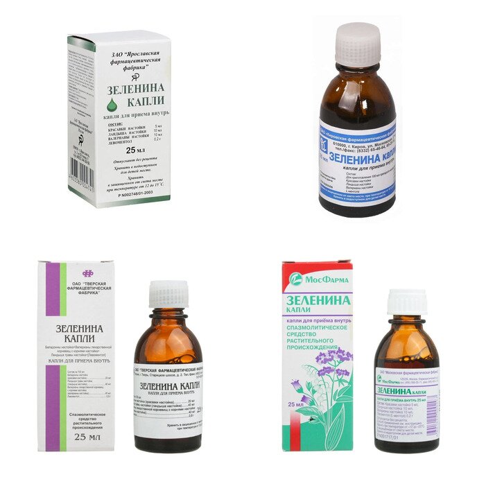 Зеленина капли для приема внутрь 25 мл (любой производитель)