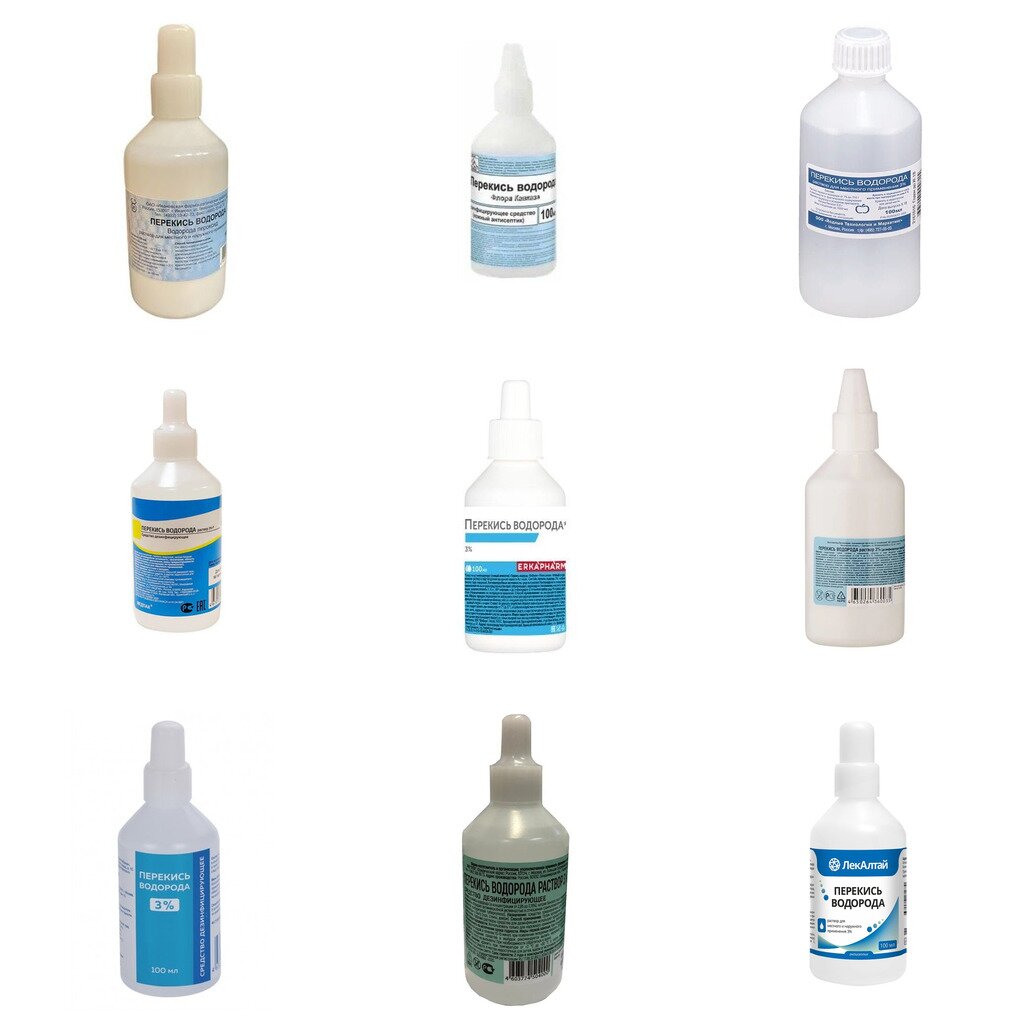 Перекись водорода раствор для местного и наружного применения 3% 100 мл (любой производитель)