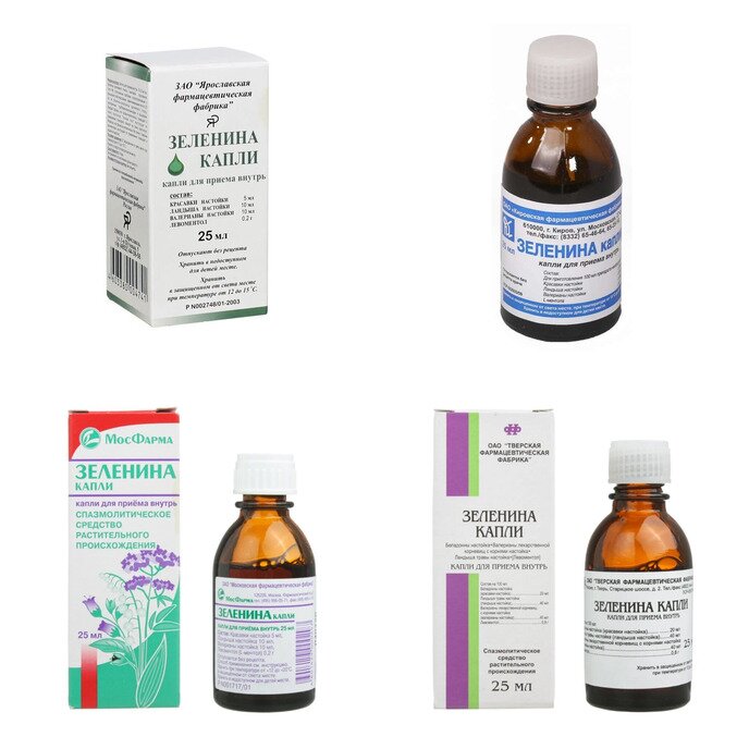 Зеленина капли для приема внутрь 25 мл (любой производитель)