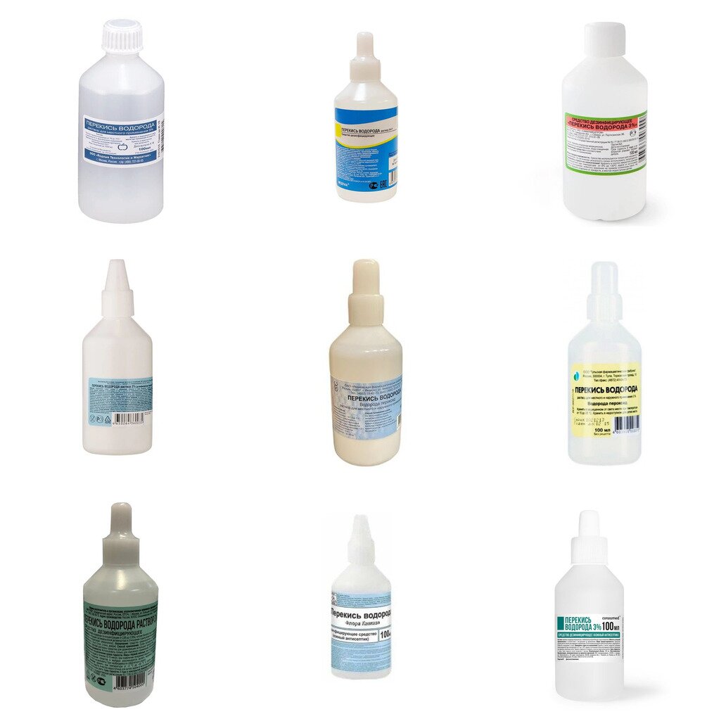 Перекись водорода раствор для местного и наружного применения 3% 100 мл (любой производитель)