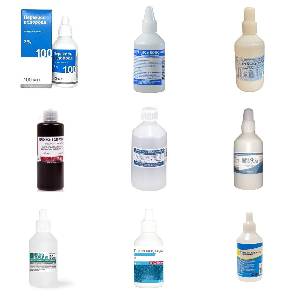 Перекись водорода раствор для местного и наружного применения 3% 100 мл (любой производитель)