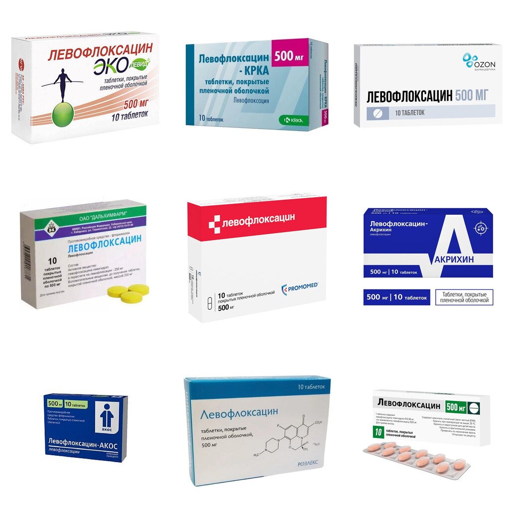 Левофлоксацин таблетки 500 мг 10 шт. (любой производитель)