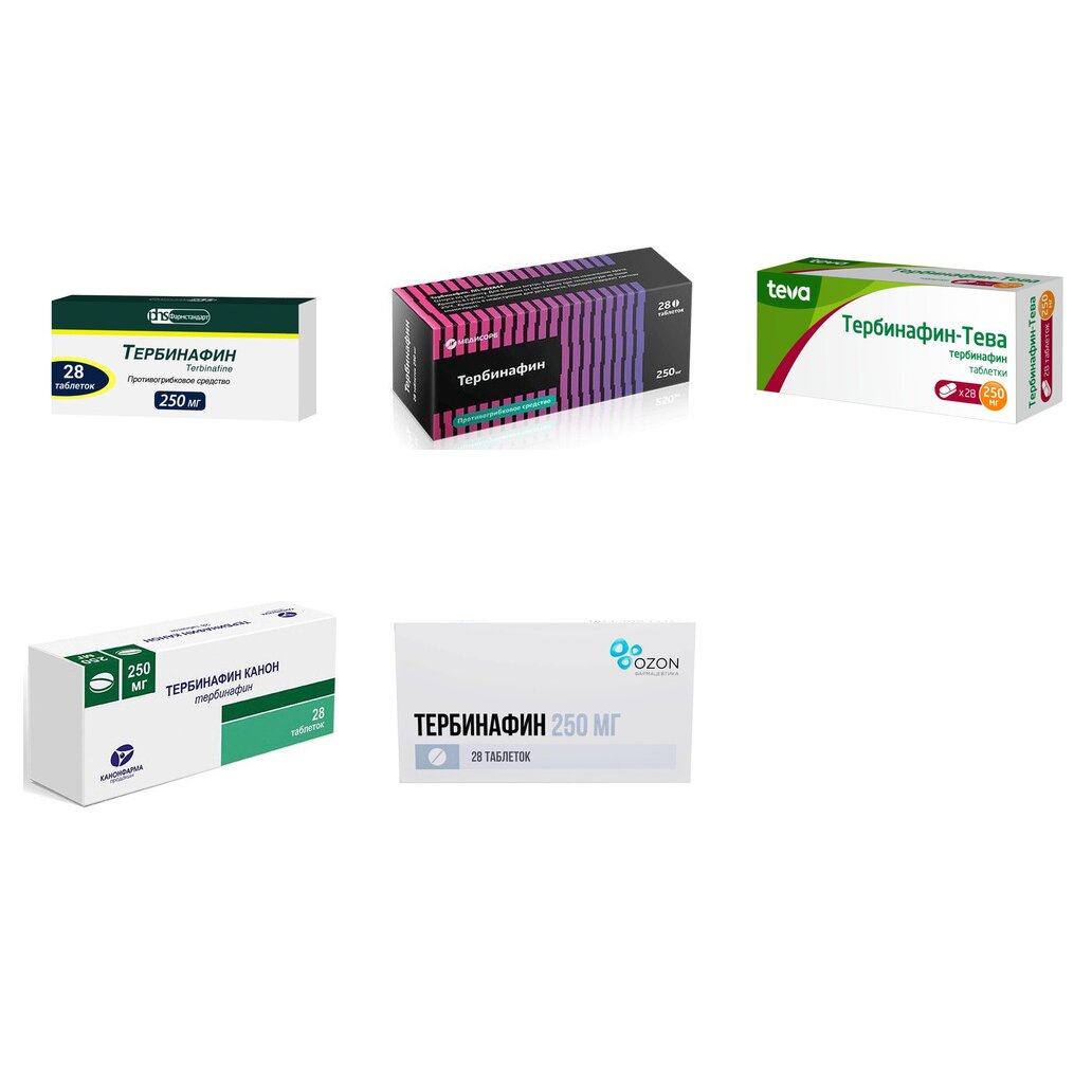 Тербинафин таблетки 250 мг 28 шт. (любой производитель)
