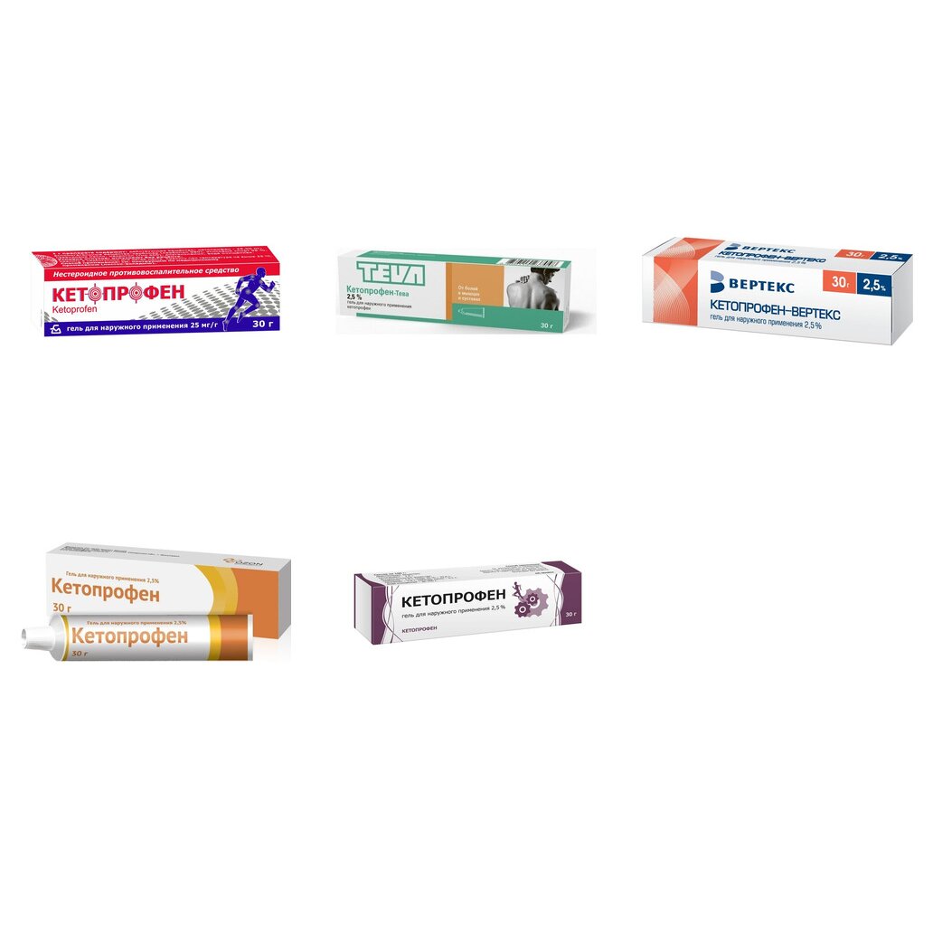 Кетопрофен гель 2,5% 30 г (любой производитель)