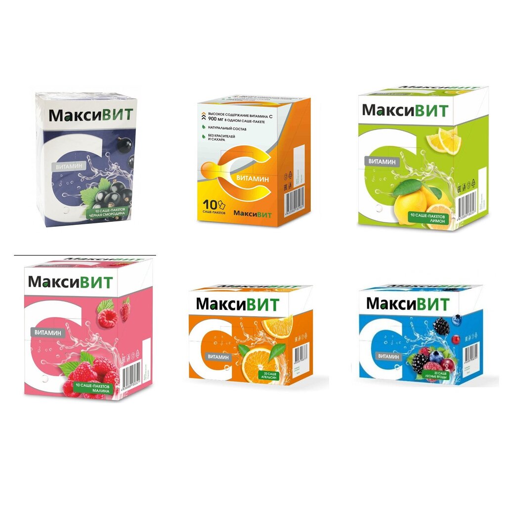 Аскорбиновая кислота Витамин С Максивит порошок 10 шт. (любой вкус)
