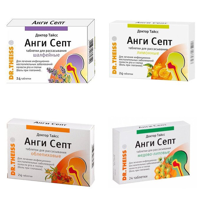 Доктор Тайсс Анги Септ таблетки 24 шт. (любой вкус)