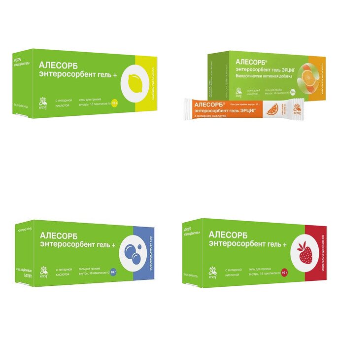 Алесорб энтеросорбент гель стики 18 шт. (любой вкус)