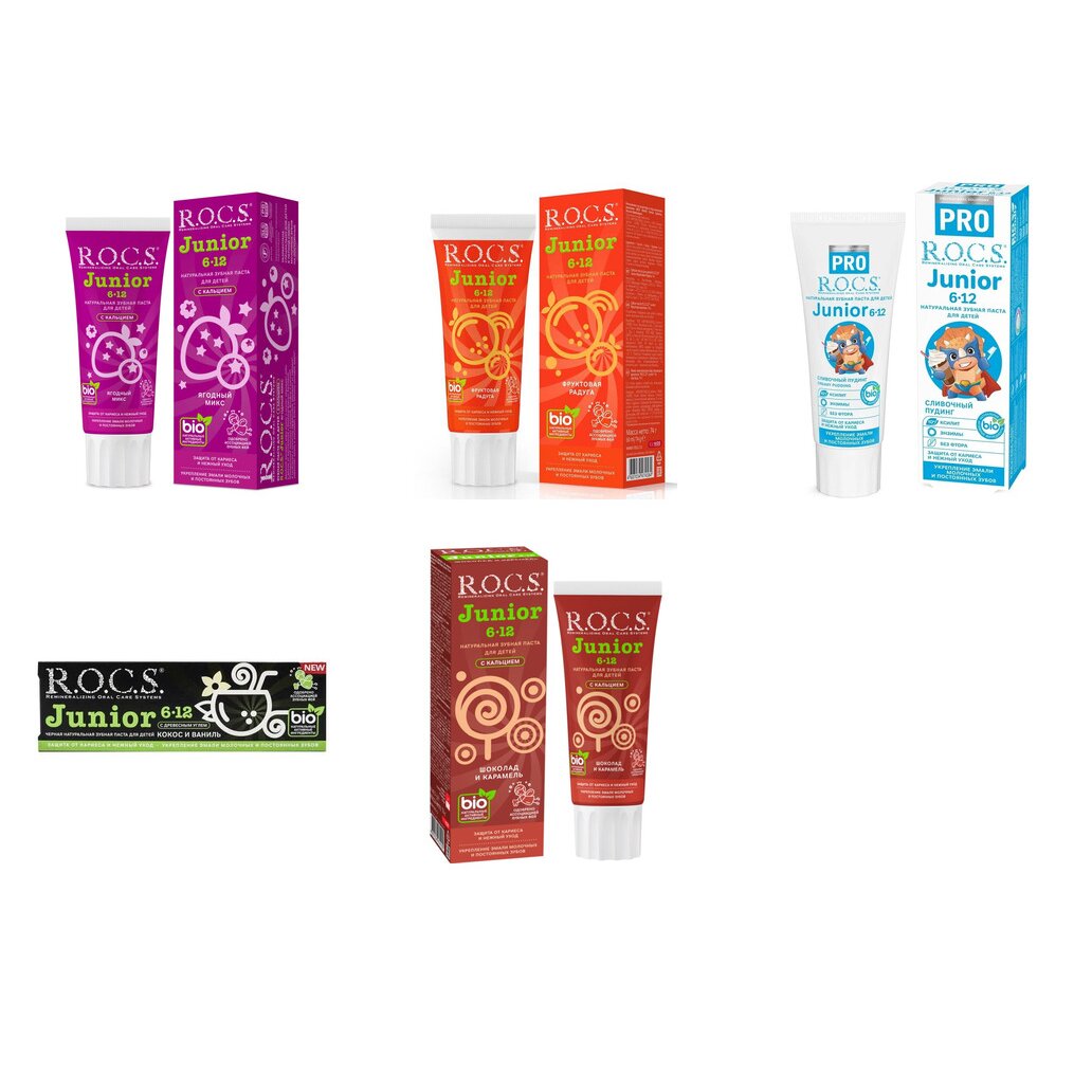 Зубная паста детская Рокс (R.O.C.S.) Junior от 6-12 лет с 6 до 12 лет 74 г (любой вкус)