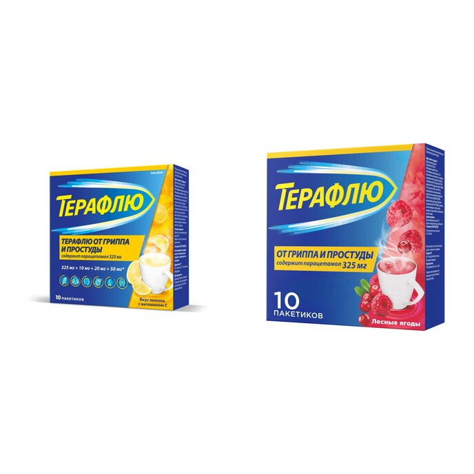 Терафлю порошок пакетики 10 шт. (любой вкус)