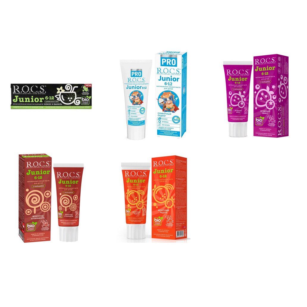 Зубная паста детская Рокс (R.O.C.S.) Junior от 6-12 лет с 6 до 12 лет 74 г (любой вкус)