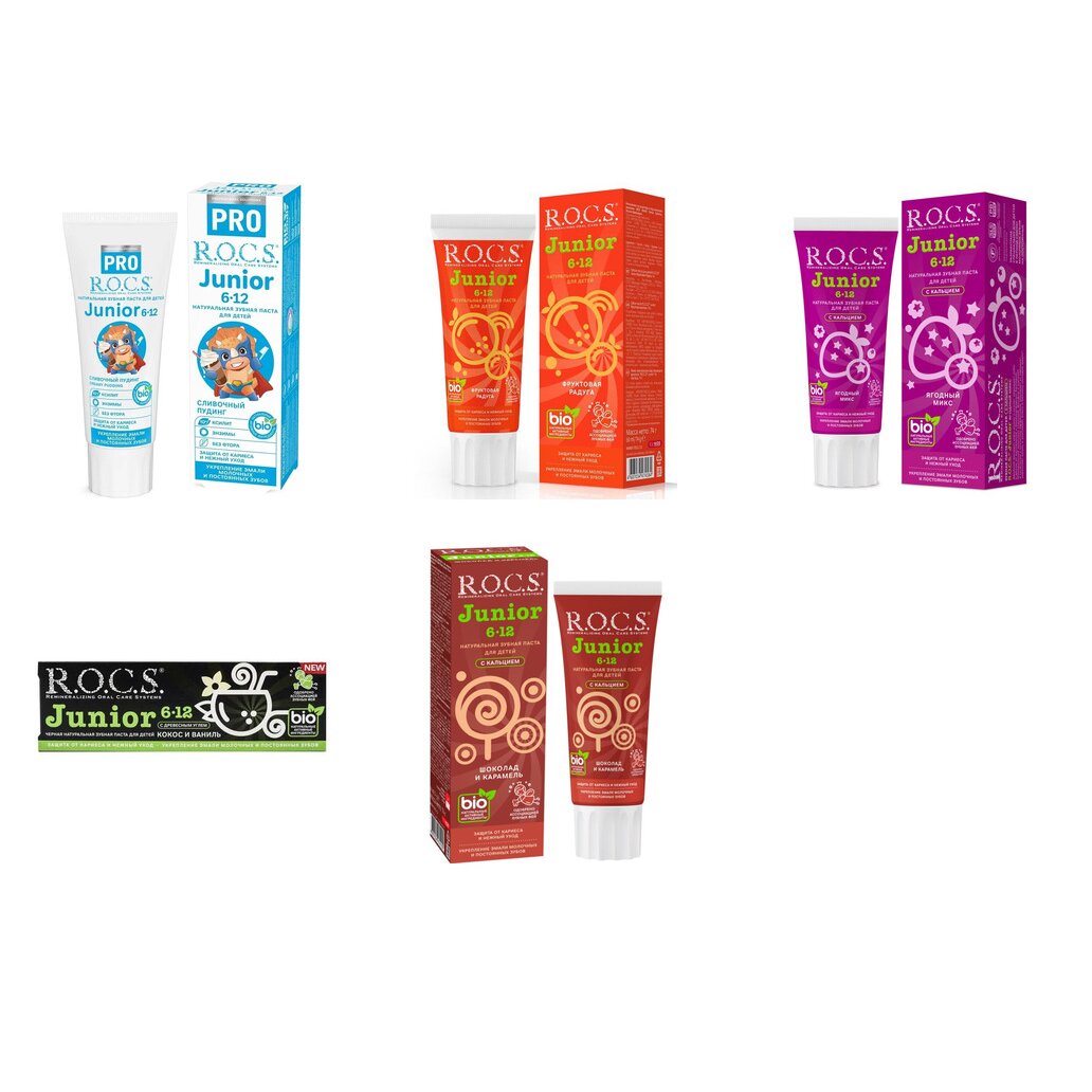 Зубная паста детская Рокс (R.O.C.S.) Junior от 6-12 лет с 6 до 12 лет 74 г (любой вкус)