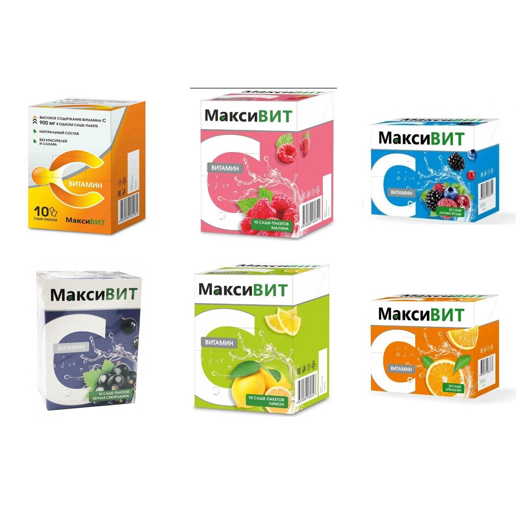 Аскорбиновая кислота Витамин С Максивит порошок 10 шт. (любой вкус)
