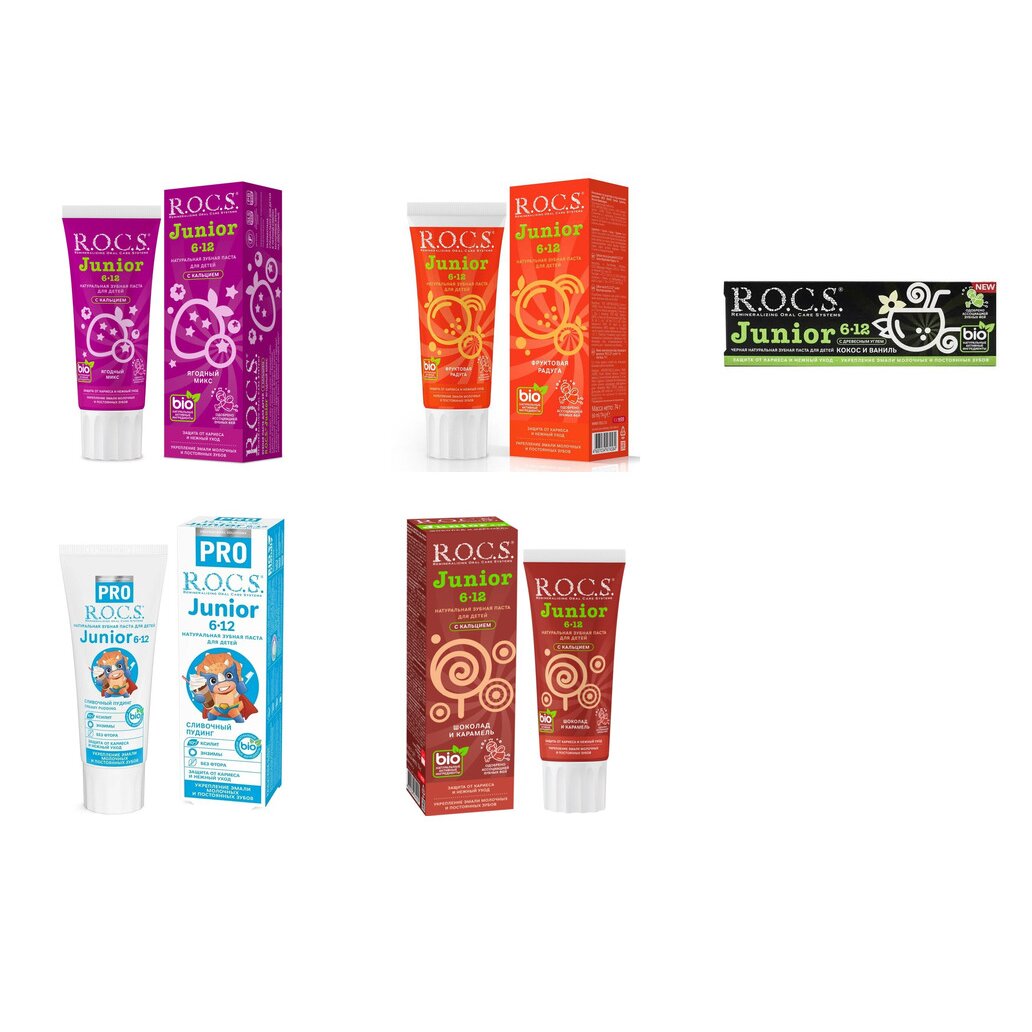 Зубная паста детская Рокс (R.O.C.S.) Junior от 6-12 лет с 6 до 12 лет 74 г (любой вкус)
