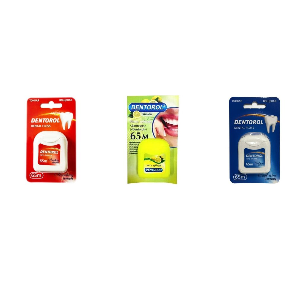 Зубная нить Dentorol вощеная 65 м (любой вкус)